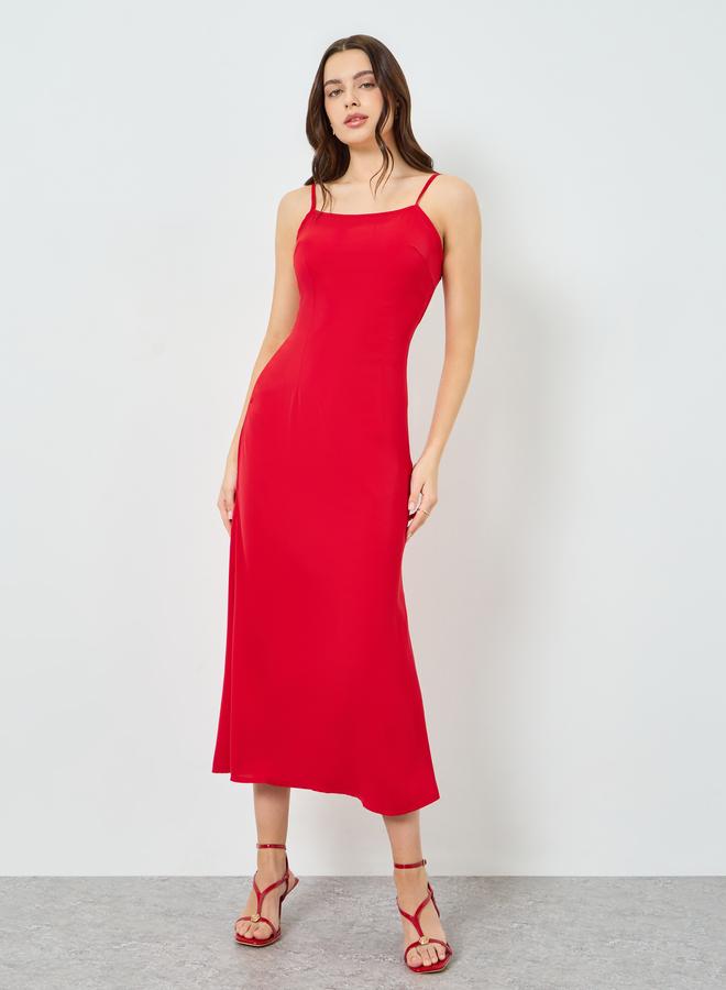 تايك تو فستان طويل بخصر محدد وأكمام كيب مع فتحة للنساء - Image 4